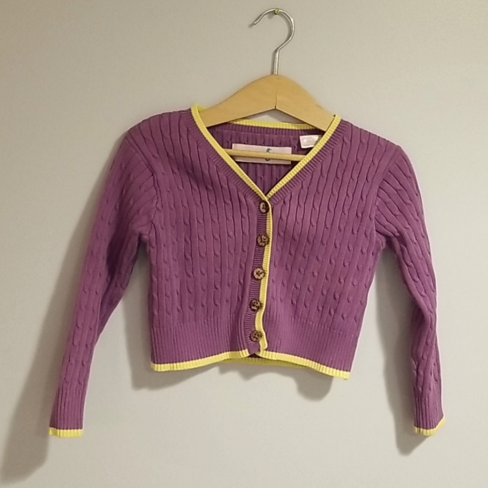Girl's purple with yellow cardigan,  sz 2T